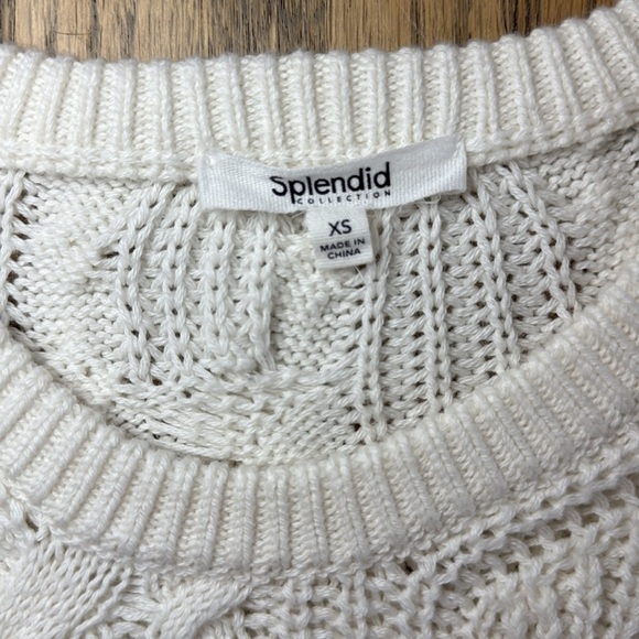 Splendid Collection Women’s Cable Knit Cashmere Blend Sweater in Cream Size XS - Picture 6 of 11